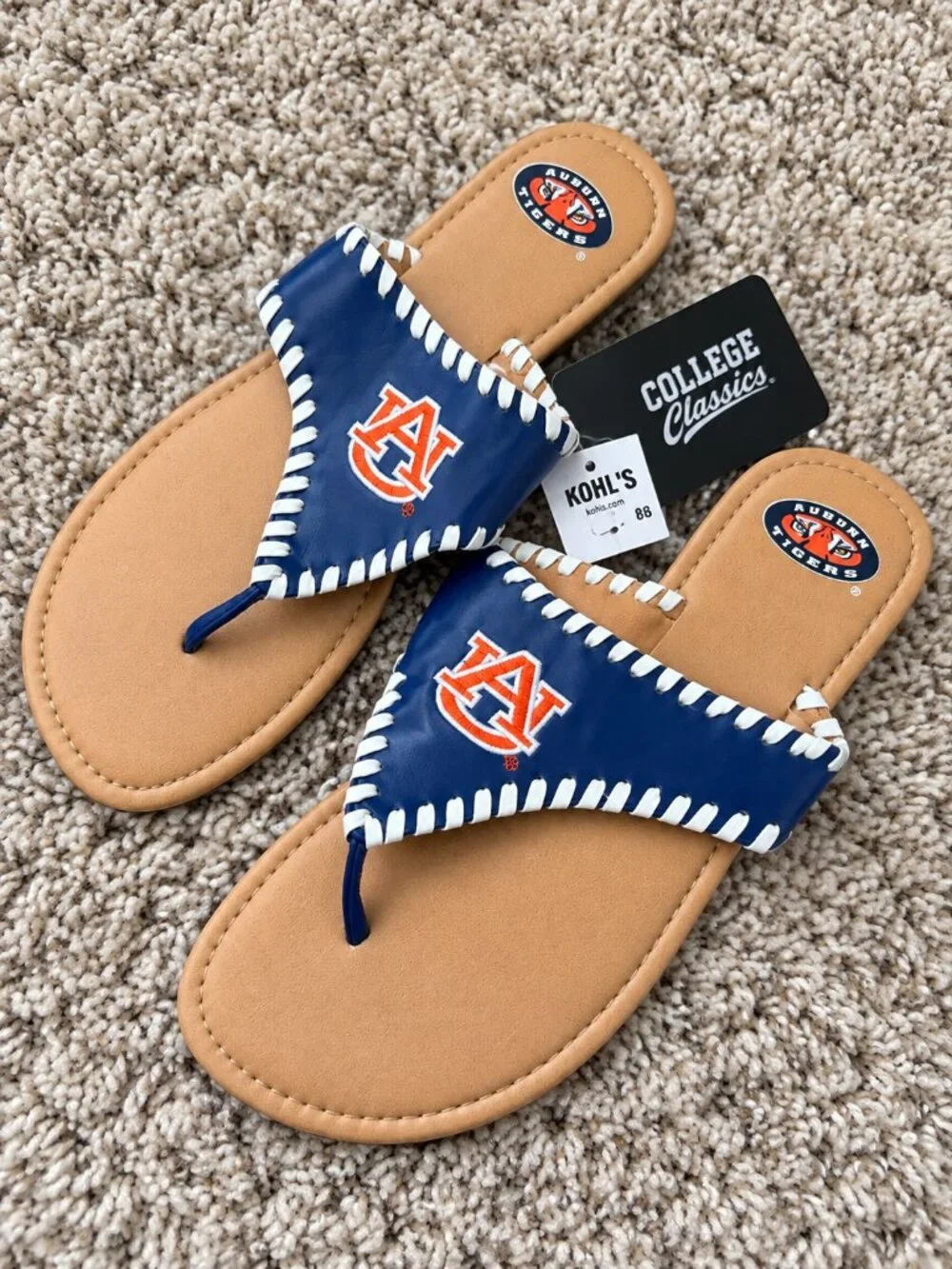 Auburn Tigers Women’s Size 10 Thong Sandals College Classics AU Game Day